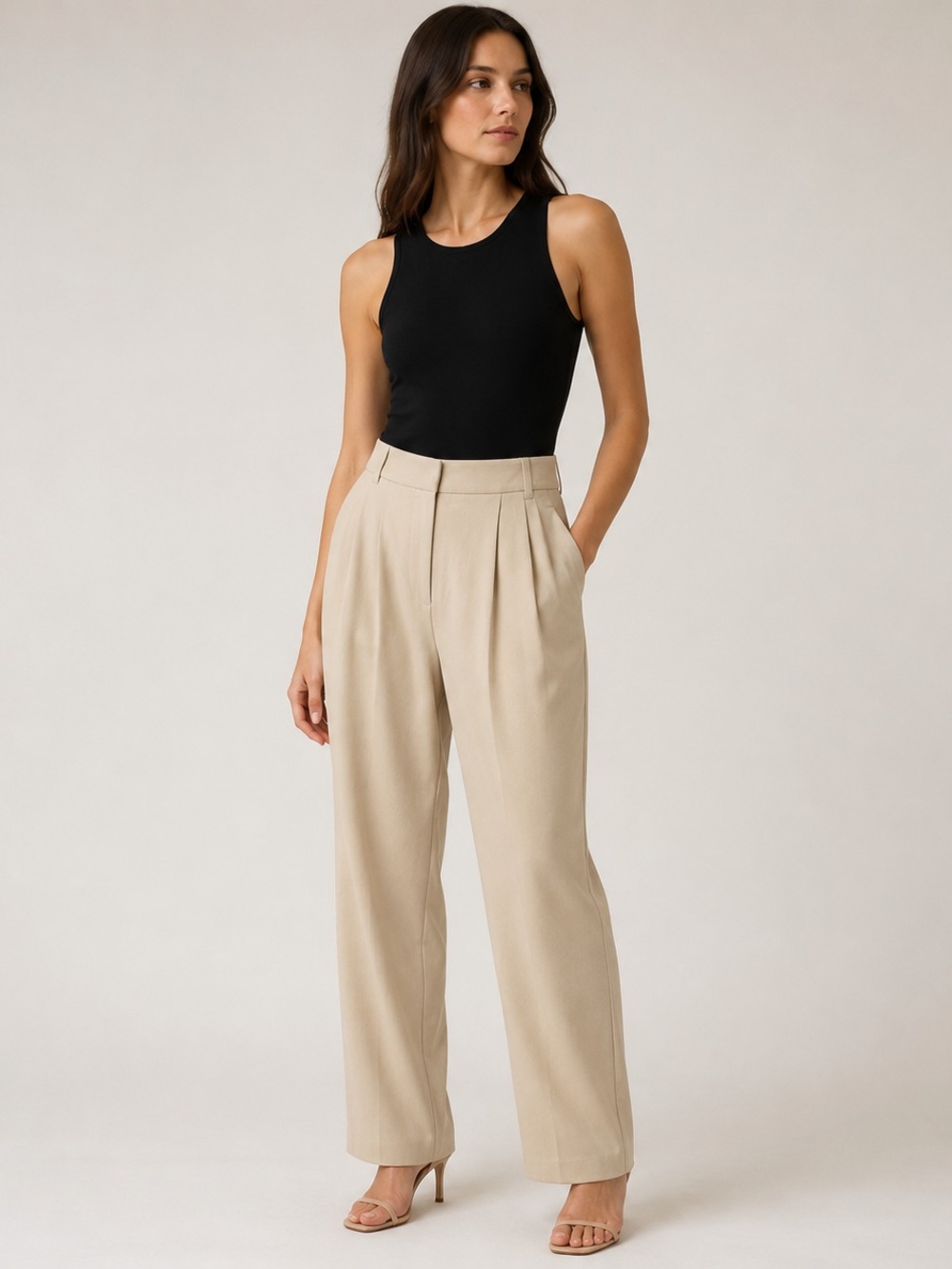 Oak + Fort Pleated Straight Leg Trousers Size 6